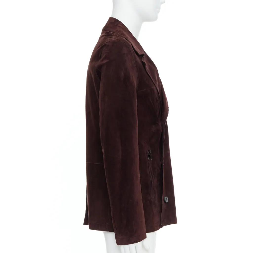 Lanvin Brown Suede Double Jacket Brown Leather Good - Box View