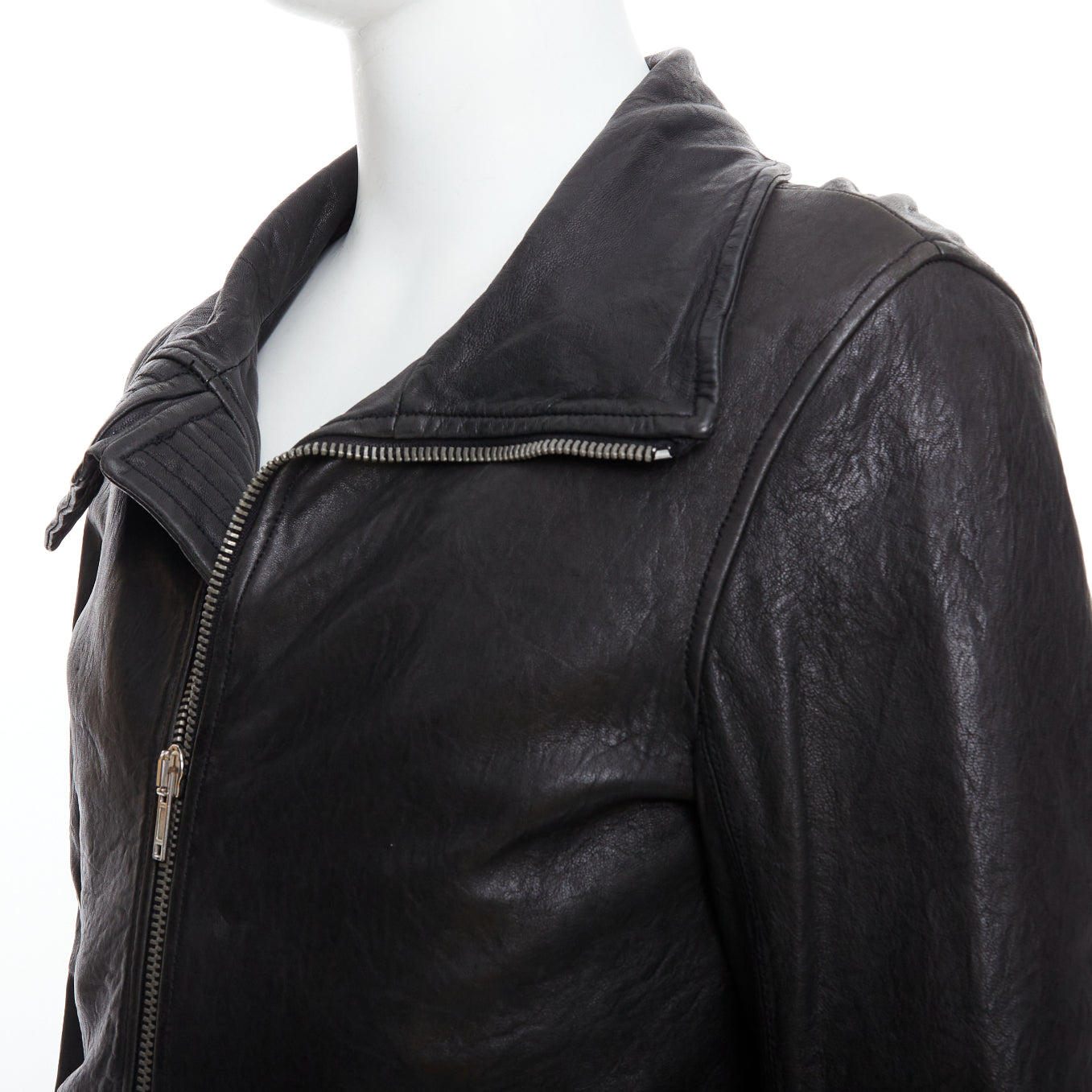 Rick Owens Black Zip Moto Jacket - Back view