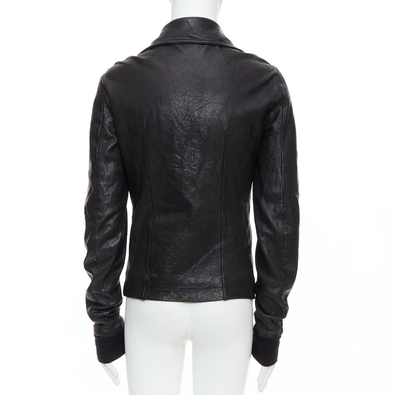 Rick Owens Black Zip Moto Jacket - Detail 1
