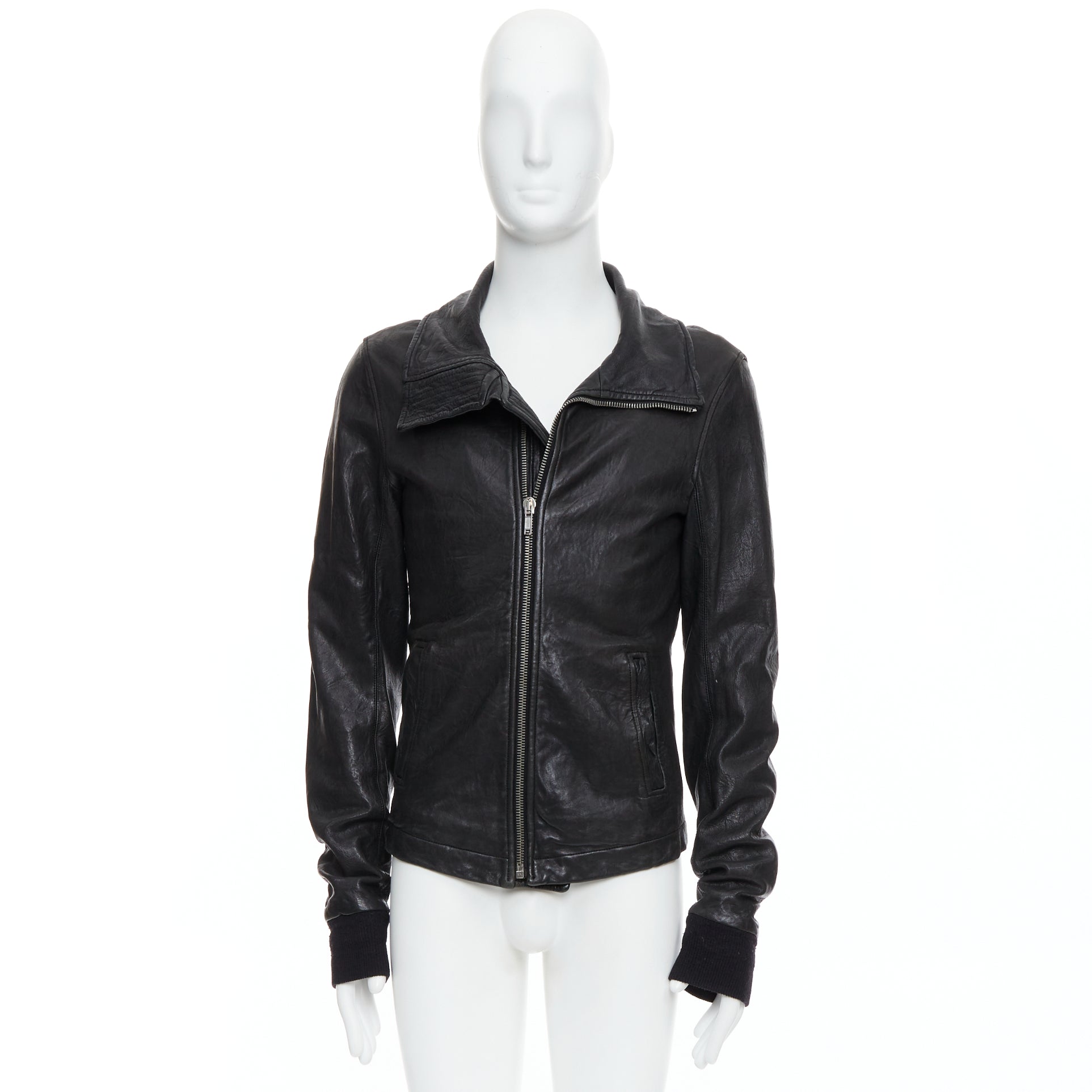 Rick Owens Black Zip Moto Jacket - Image 13