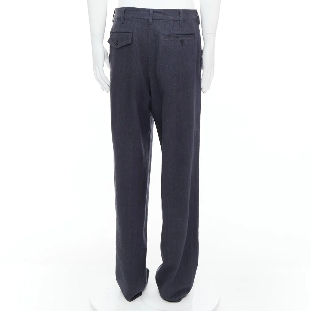 Yohji Yamamoto Pleated Tapered Pants Blue Wool Never worn, with tag - Box View