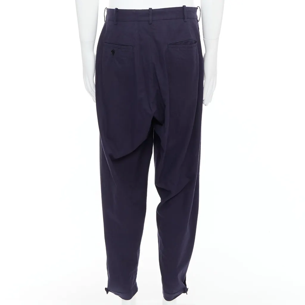 Yohji Yamamoto Cotton Pleated Pants Navy Cotton Good - Box View