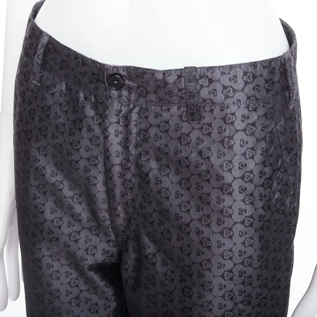 Ann Demeulemeester Geometric Print Pants Grey Silk Never worn - Back View