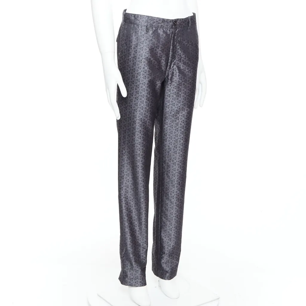 Ann Demeulemeester Geometric Print Pants Grey Silk Never worn - Inside View
