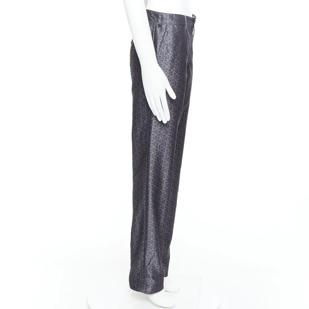 Ann Demeulemeester Geometric Print Pants Grey Silk Never worn - Model View