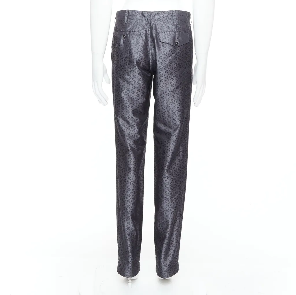 Ann Demeulemeester Geometric Print Pants Grey Silk Never worn - Box View