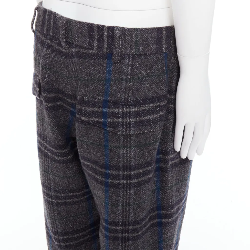 Yohji Yamamoto Checkered Wide Pants Grey Wool Never worn - Back View