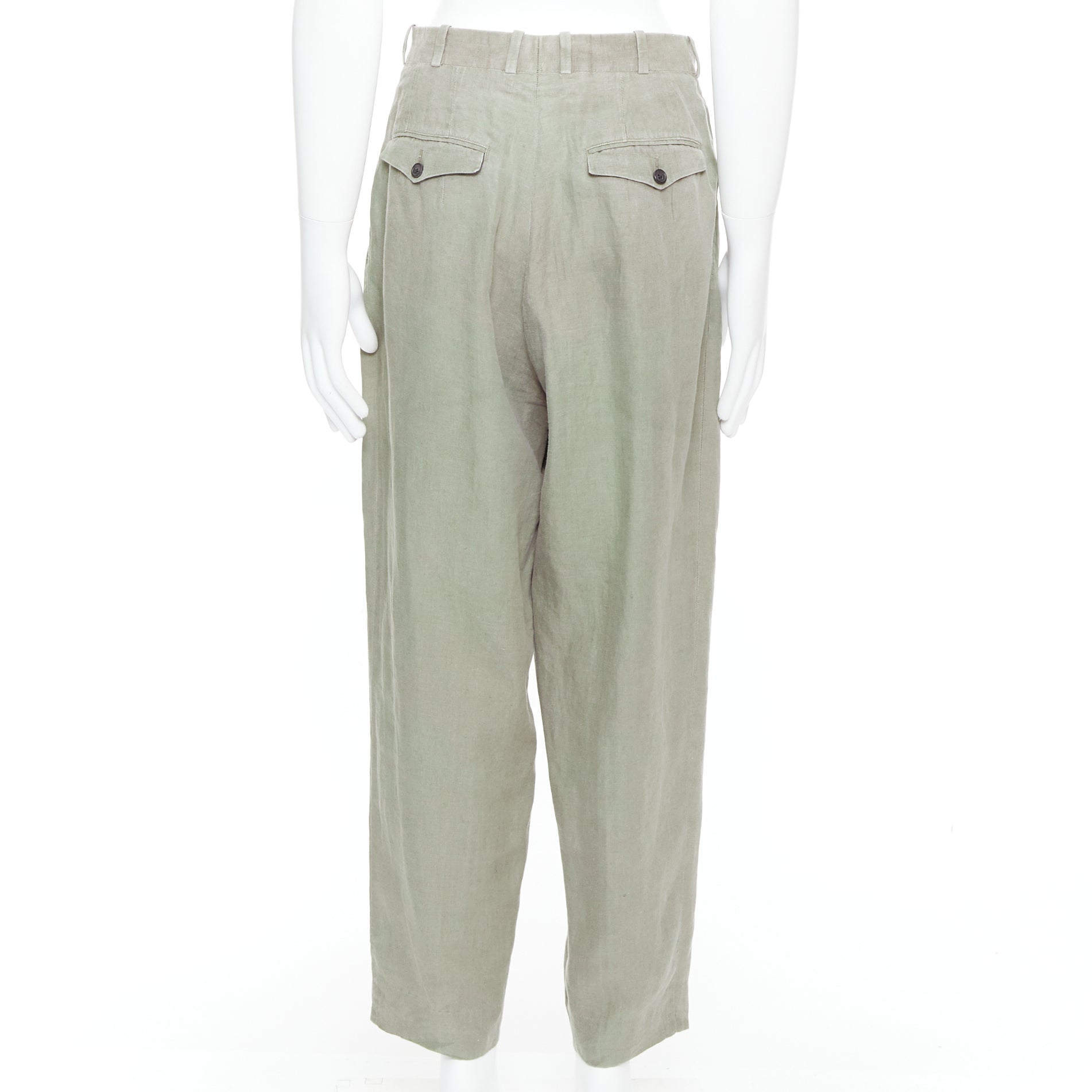 Yohji Yamamoto Linen Pleated Pants - Side view