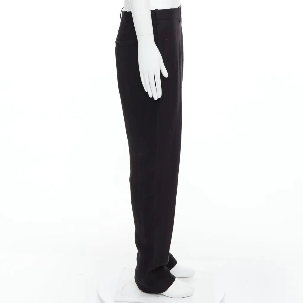 Yohji Yamamoto Tapered Wide Pants Black Linen Good - Model View