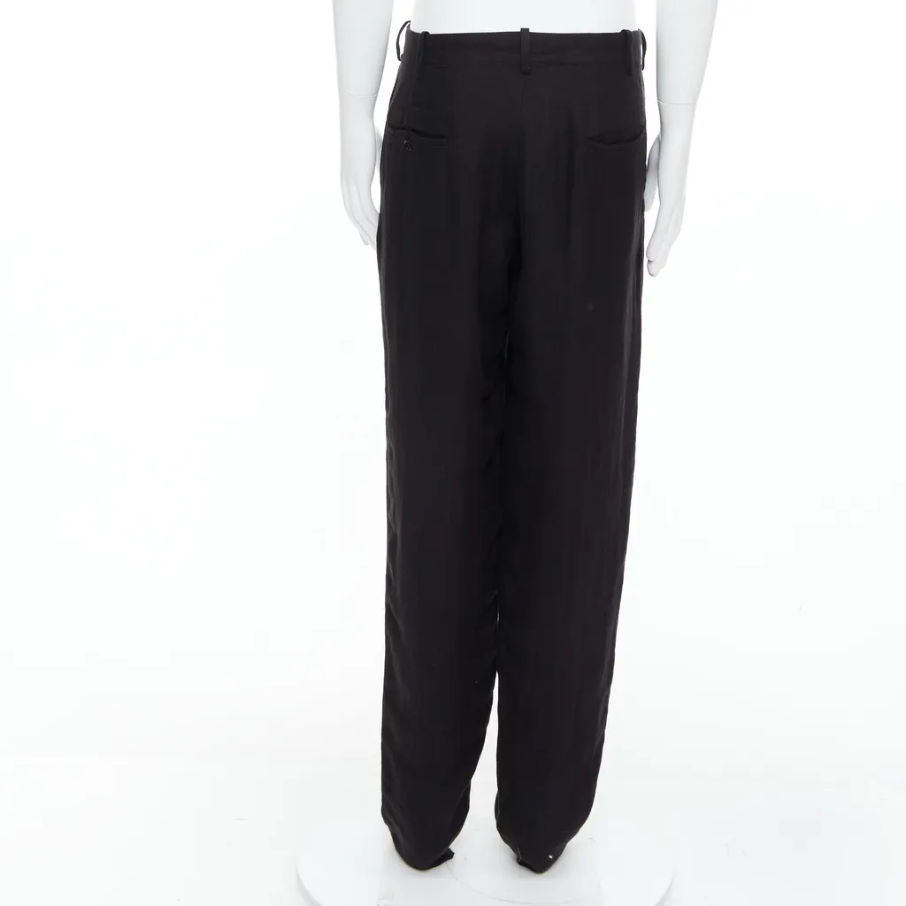 Yohji Yamamoto Tapered Wide Pants Black Linen Good - Box View