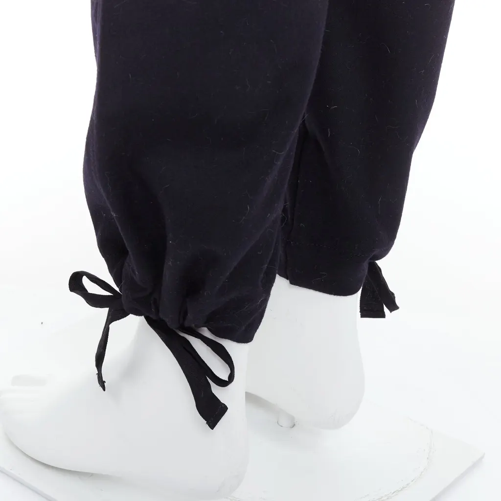 Yohji Yamamoto Drawstring Wide Pants Black Wool Very good - Back View