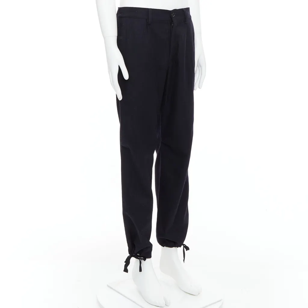 Yohji Yamamoto Drawstring Wide Pants Black Wool Very good - Inside View