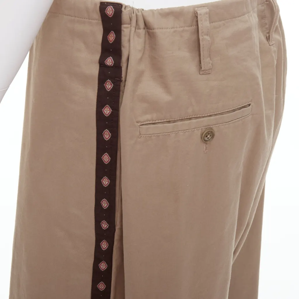 Yohji Yamamoto Ethnic Trim Pants Beige Cotton Fair - Back View