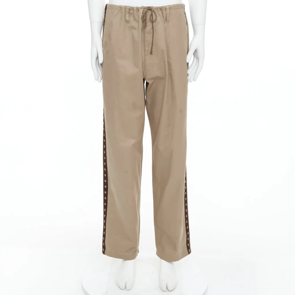 Yohji Yamamoto Ethnic Trim Pants Beige Cotton Fair - Inside View