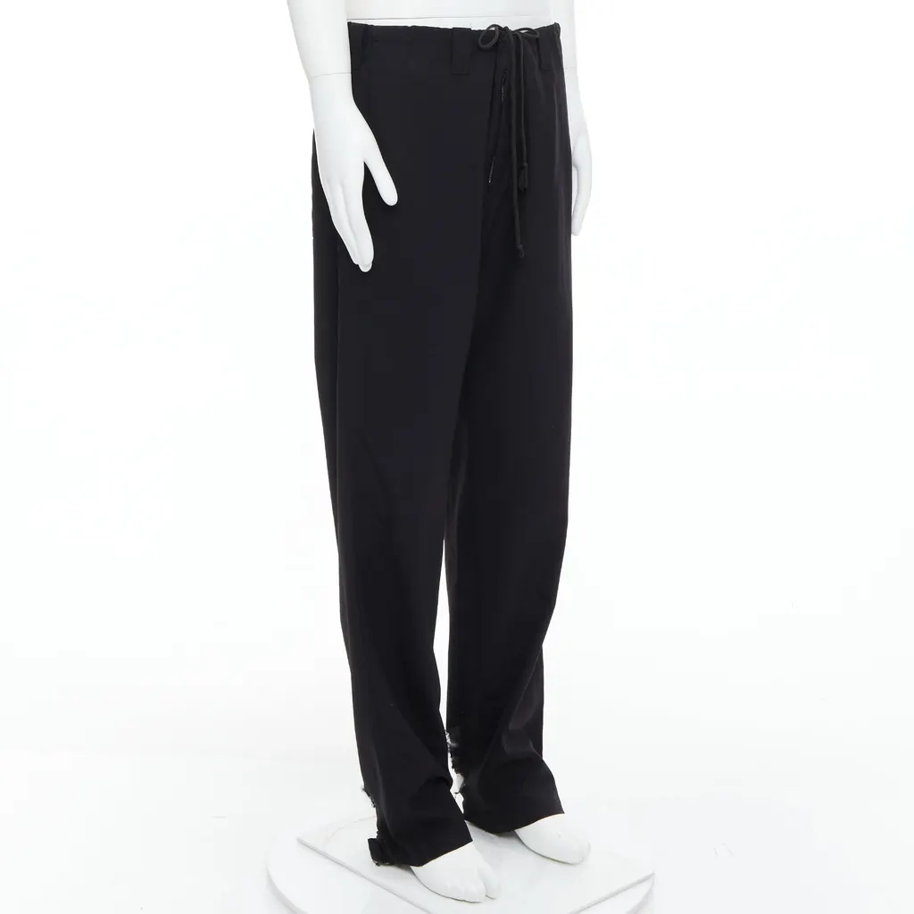 Yohji Yamamoto Distressed Wide Pants Black Polyester Fair - Inside View