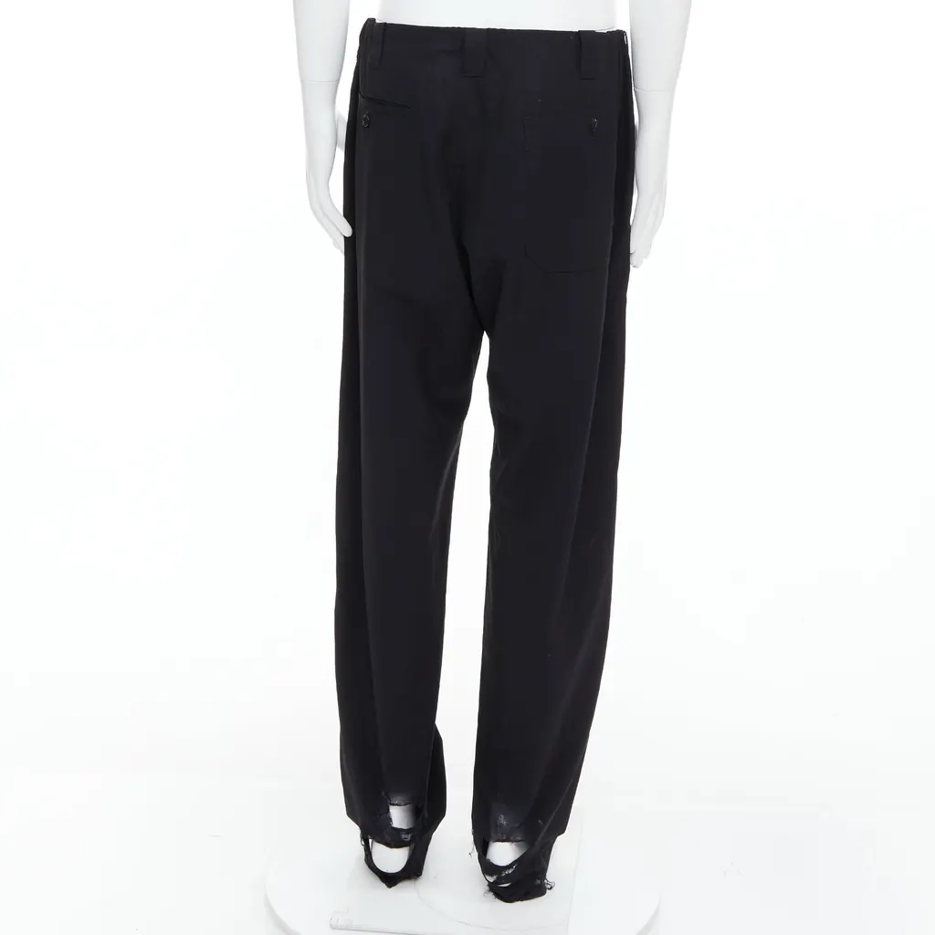 Yohji Yamamoto Distressed Wide Pants Black Polyester Fair - Box View