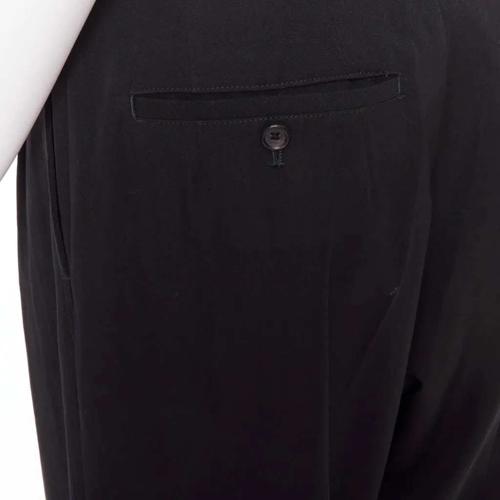 Yohji Yamamoto Pleated Wool Pants Navy Wool Fair - Back View