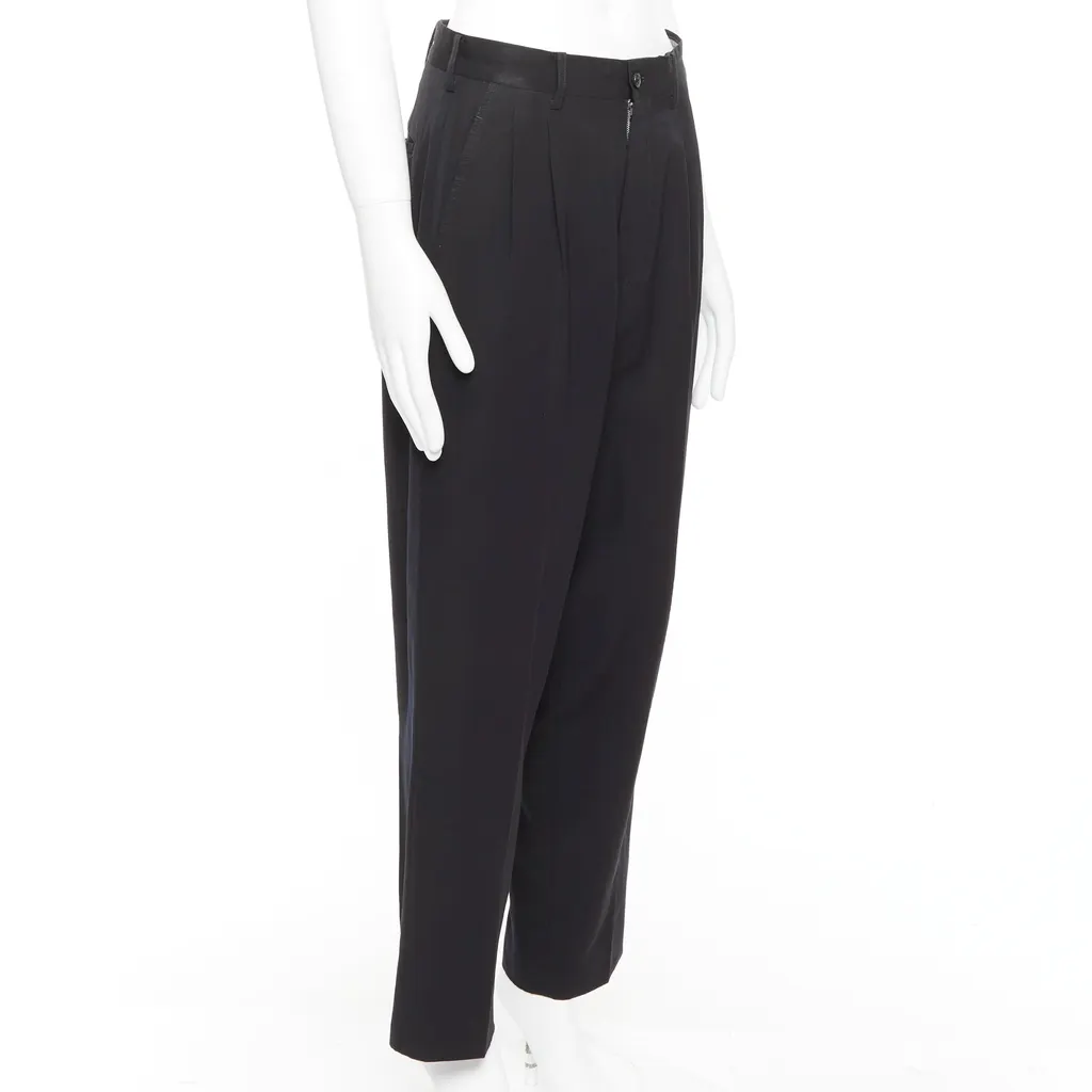 Yohji Yamamoto Pleated Wool Pants Navy Wool Fair - Inside View