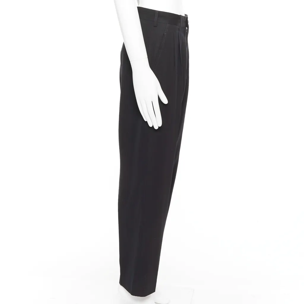 Yohji Yamamoto Pleated Wool Pants Navy Wool Fair - Model View
