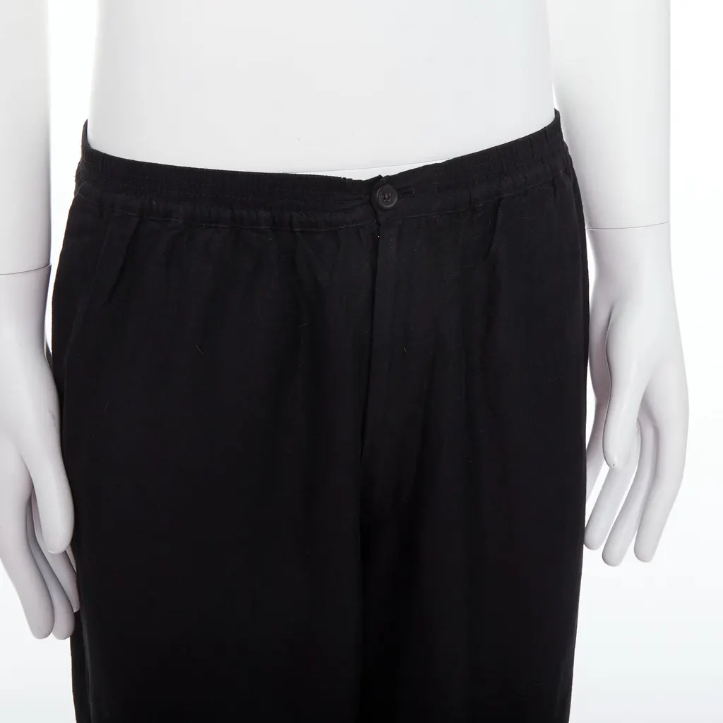 Yohji Yamamoto Elastic Wide Pants Black Linen Very good - Back View