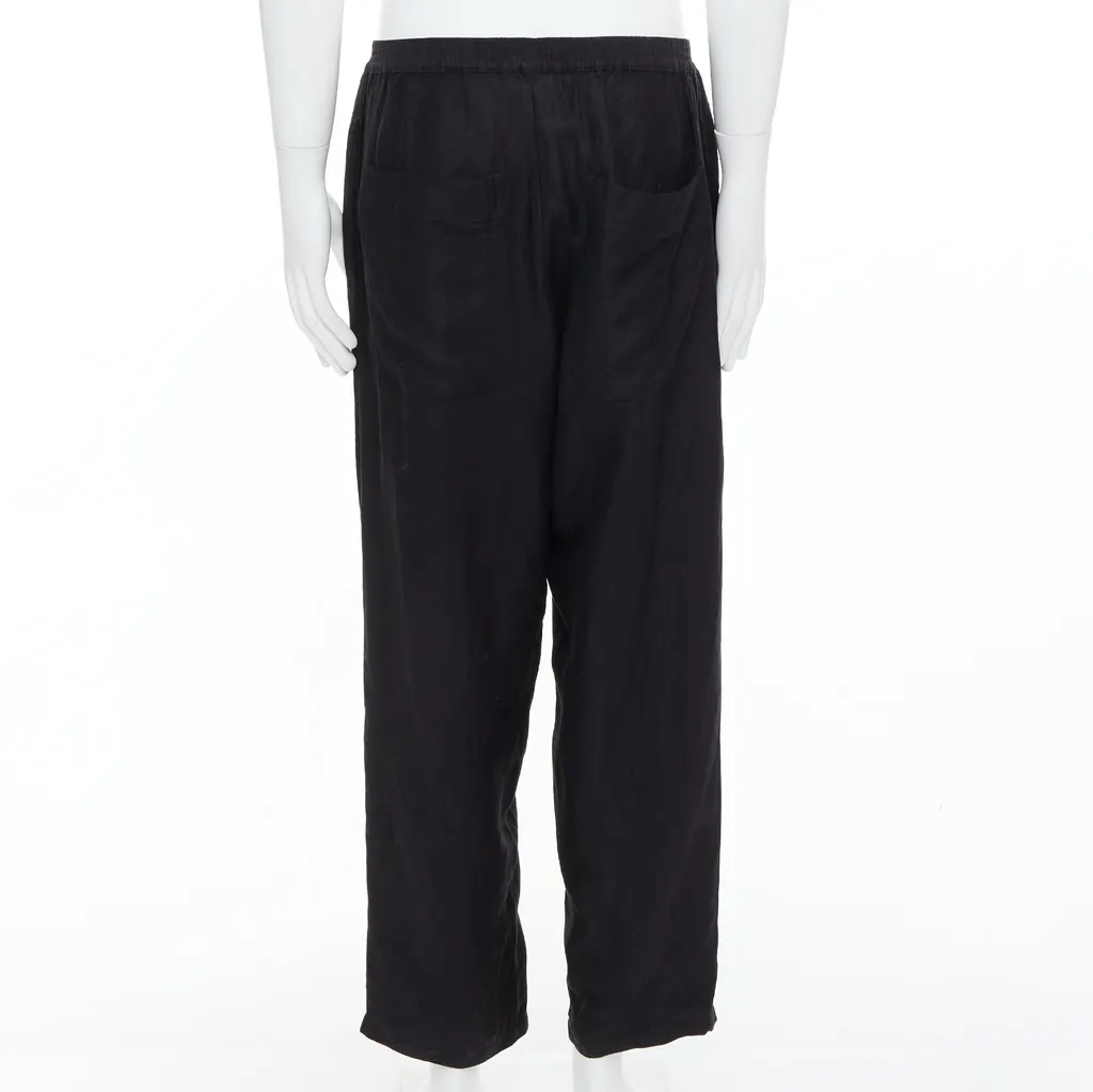 Yohji Yamamoto Elastic Wide Pants Black Linen Very good - Box View