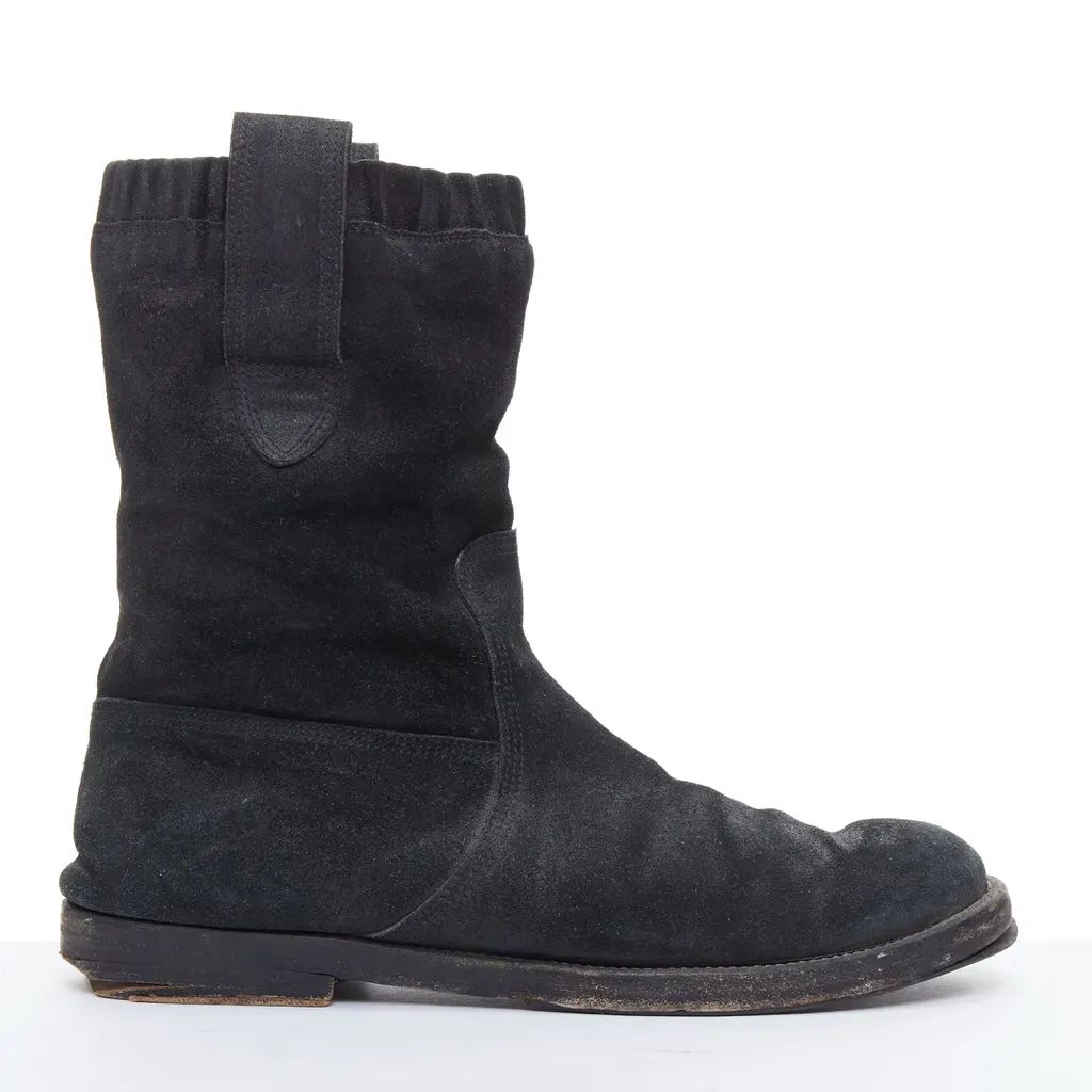 Balenciaga Scaled Buckle Platform Boots Black Leather Fair - Front View