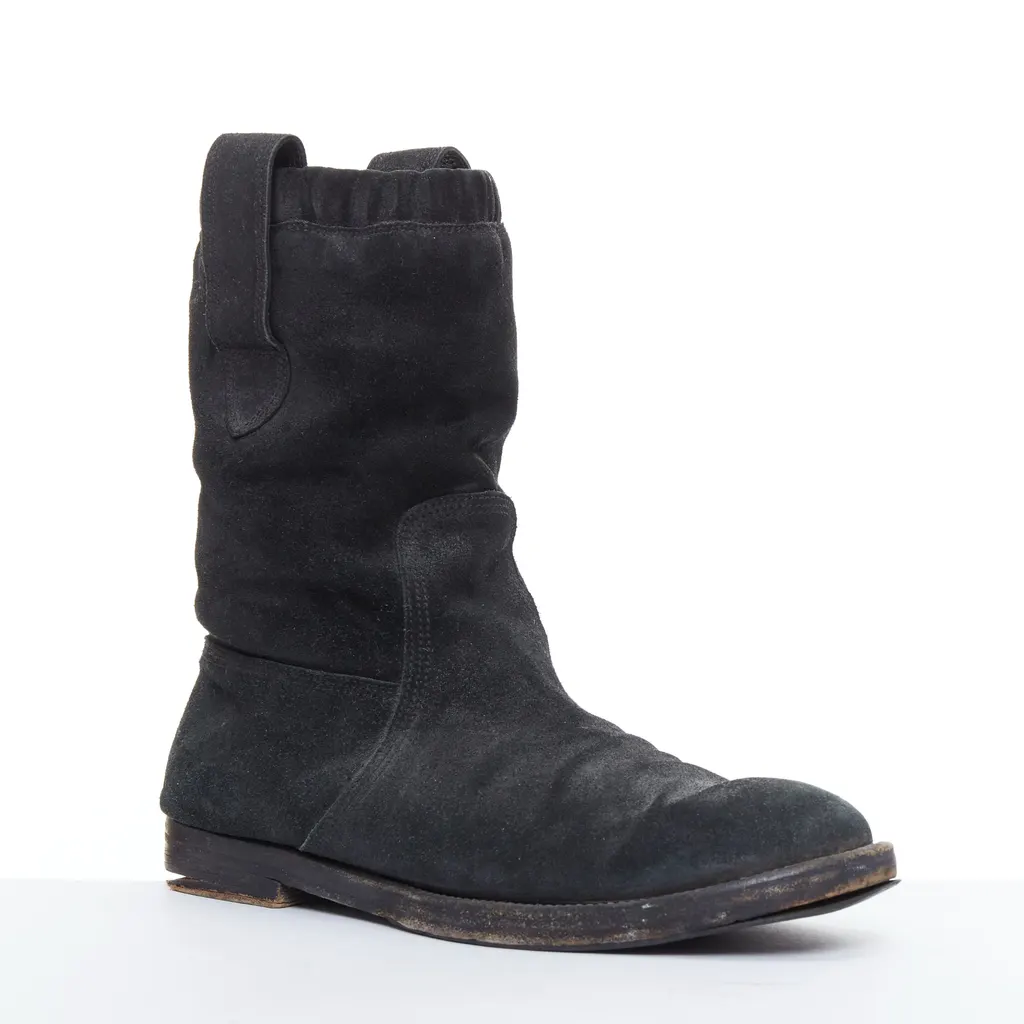 Balenciaga Scaled Buckle Platform Boots Black Leather Fair - Back View