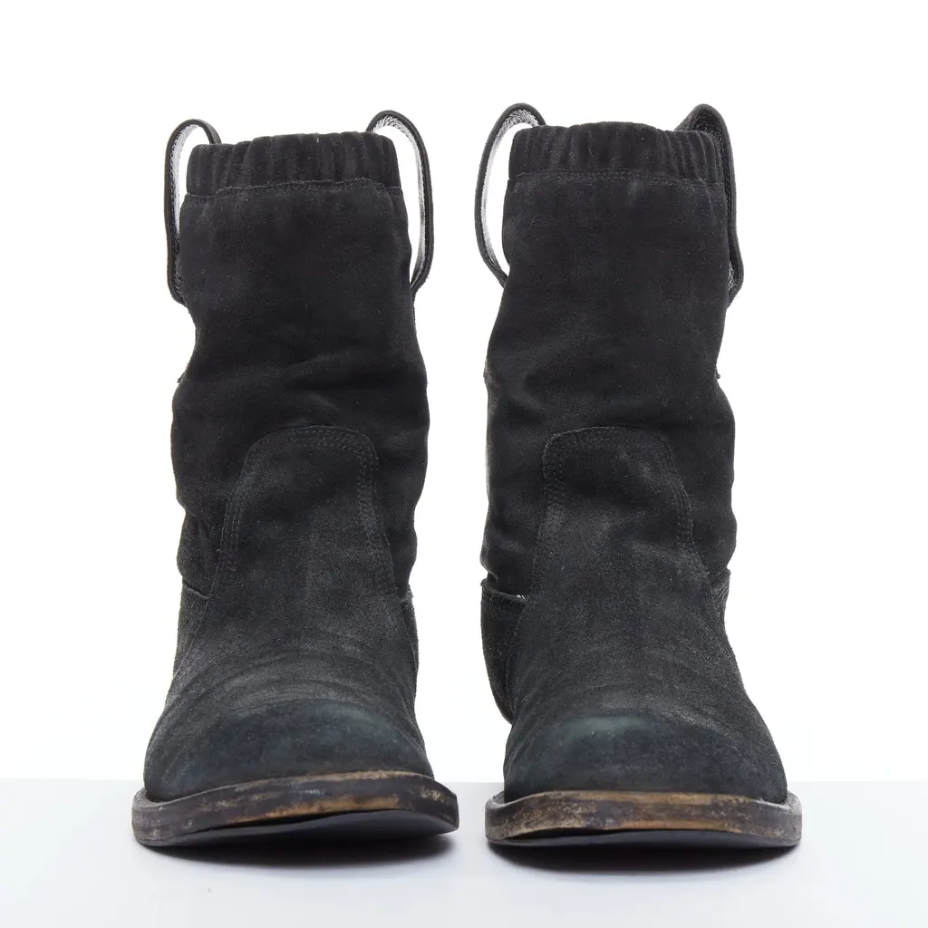 Balenciaga Scaled Buckle Platform Boots Black Leather Fair - Inside View