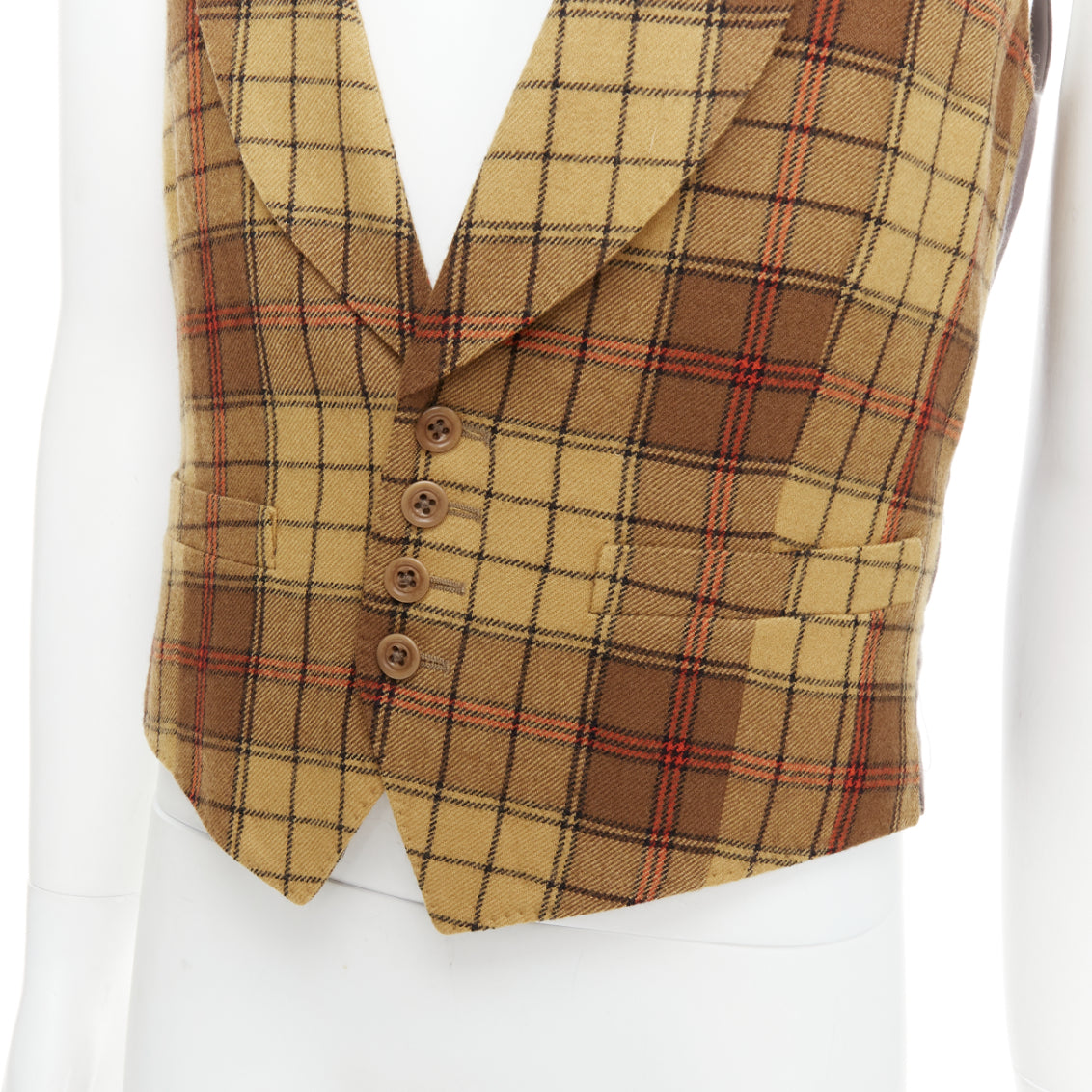 Dries Van Noten Plaid Wool Waistcoat - Back view