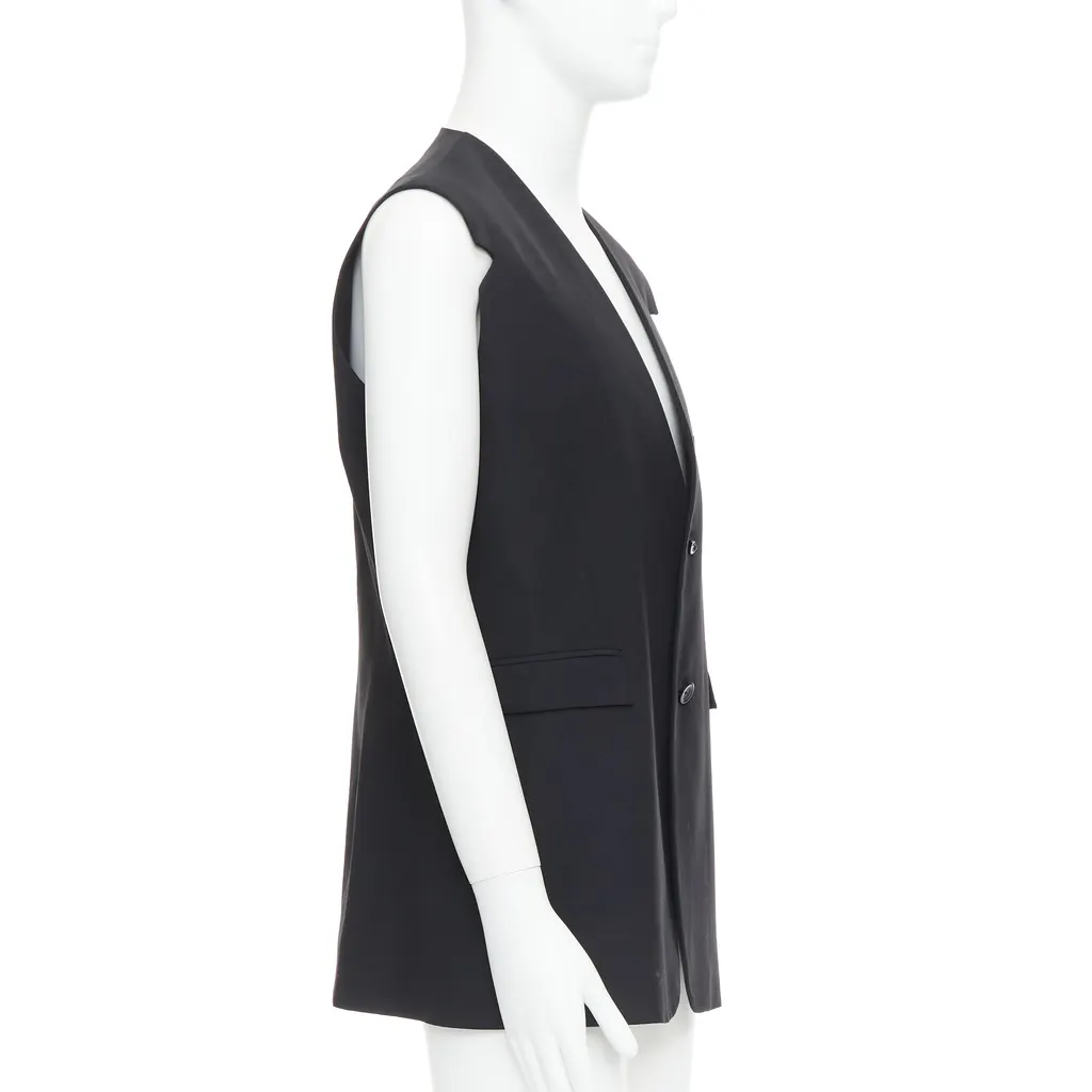Raf Simons V Cut Armhole Waistcoat Black Wool Fair - Model View
