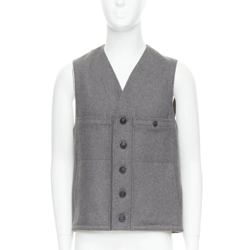 Lemaire Tape Bonded Vest Grey Wool Very good - Front View