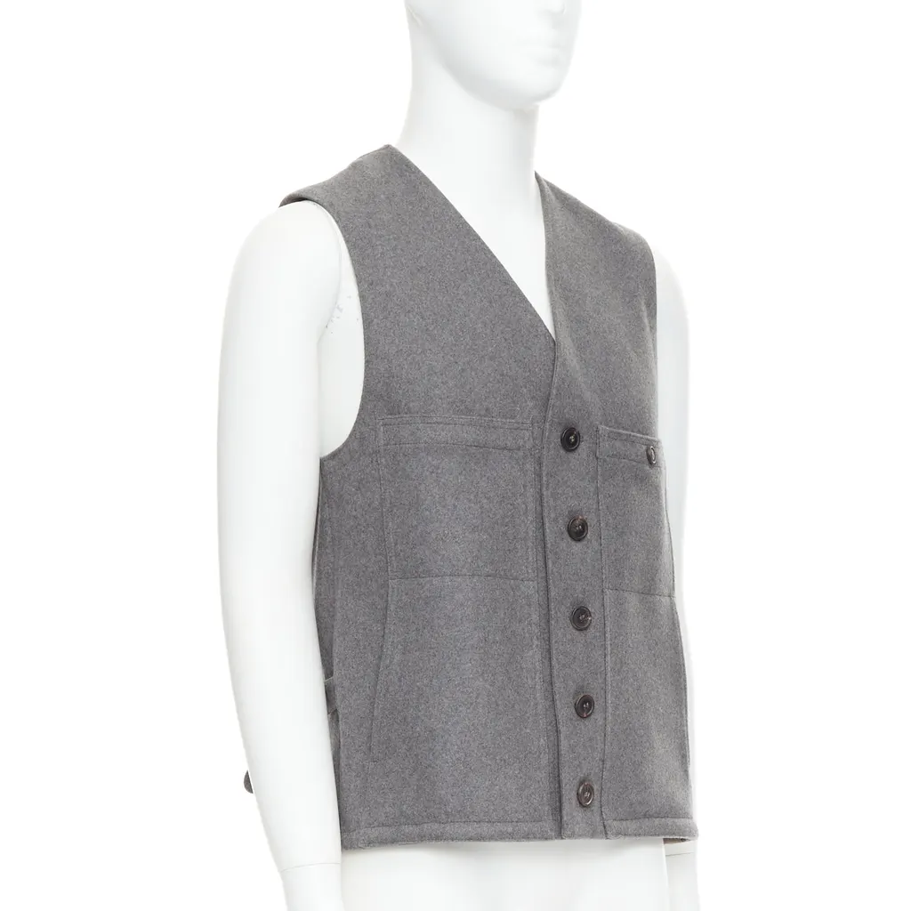 Lemaire Tape Bonded Vest Grey Wool Very good - Inside View