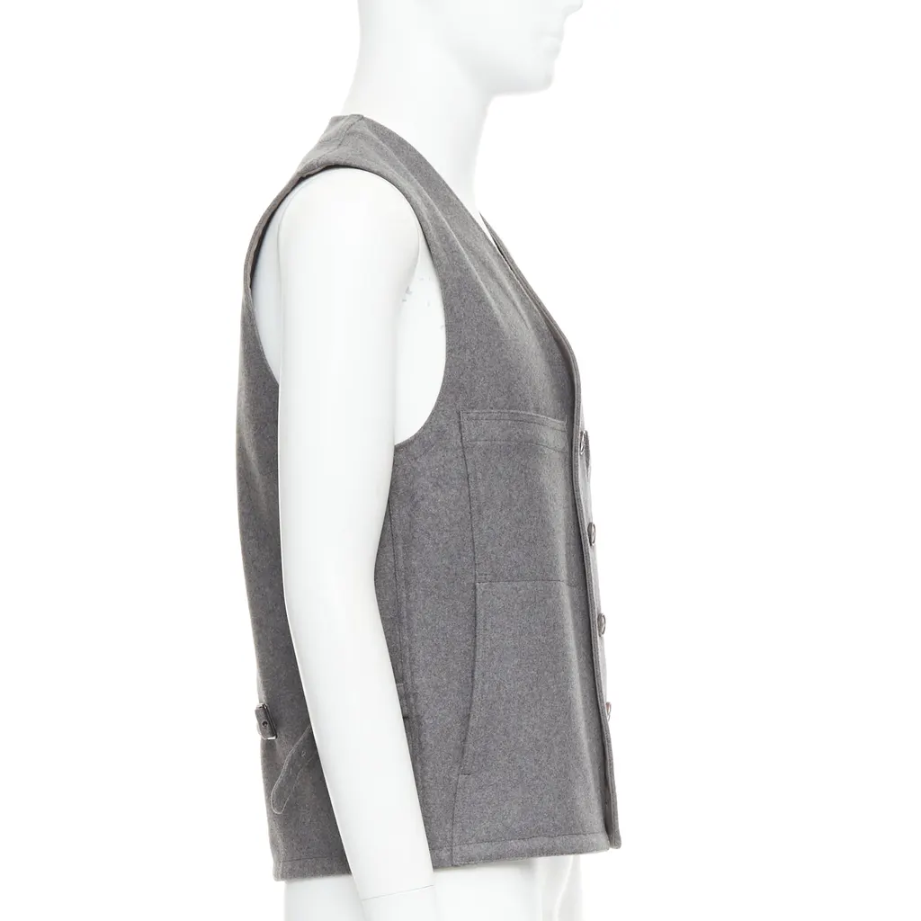 Lemaire Tape Bonded Vest Grey Wool Very good - Model View
