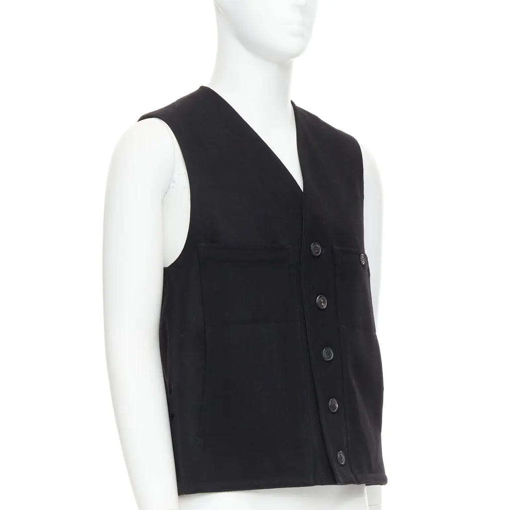 Lemaire Cotton Waistcoat Vest Black Wool Very good - Inside View