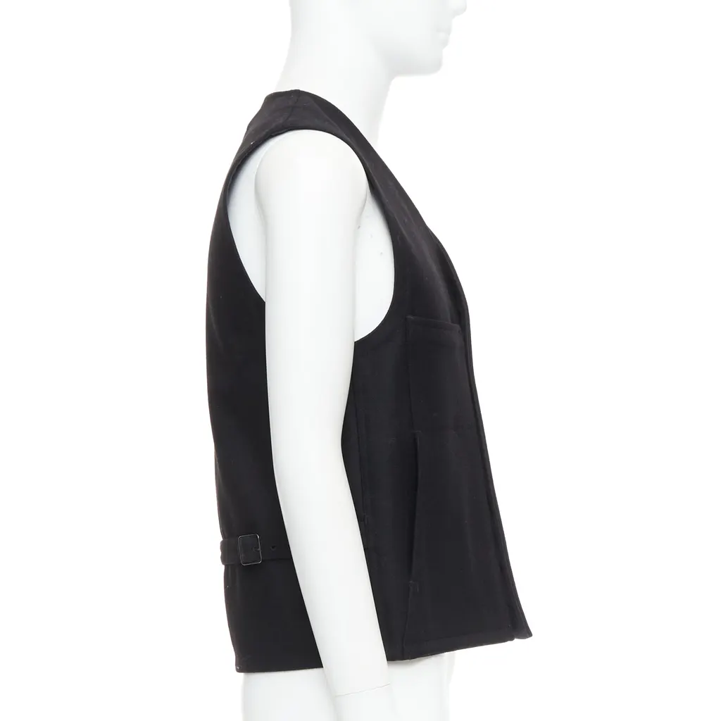 Lemaire Cotton Waistcoat Vest Black Wool Very good - Model View
