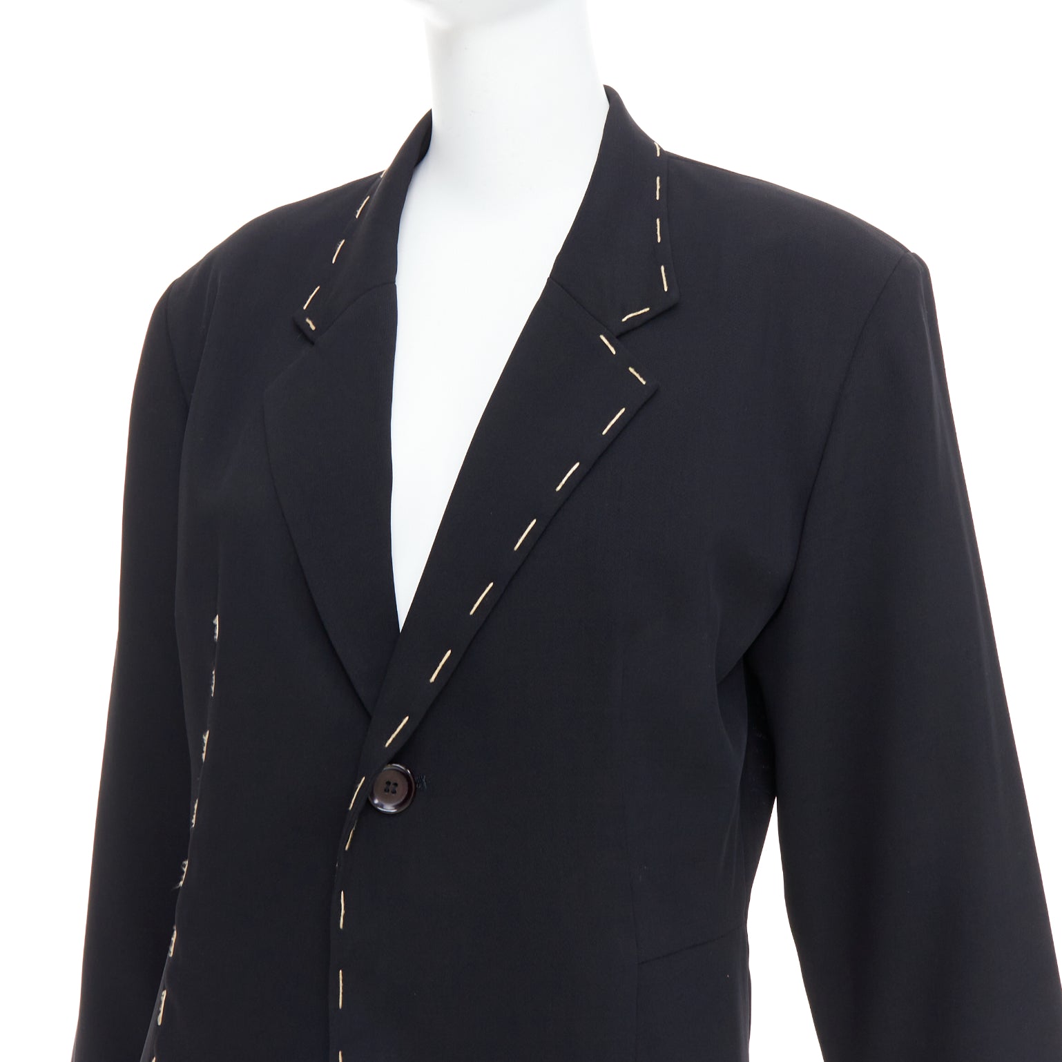 Yohji Yamamoto Black Long Blazer Coat - Back view