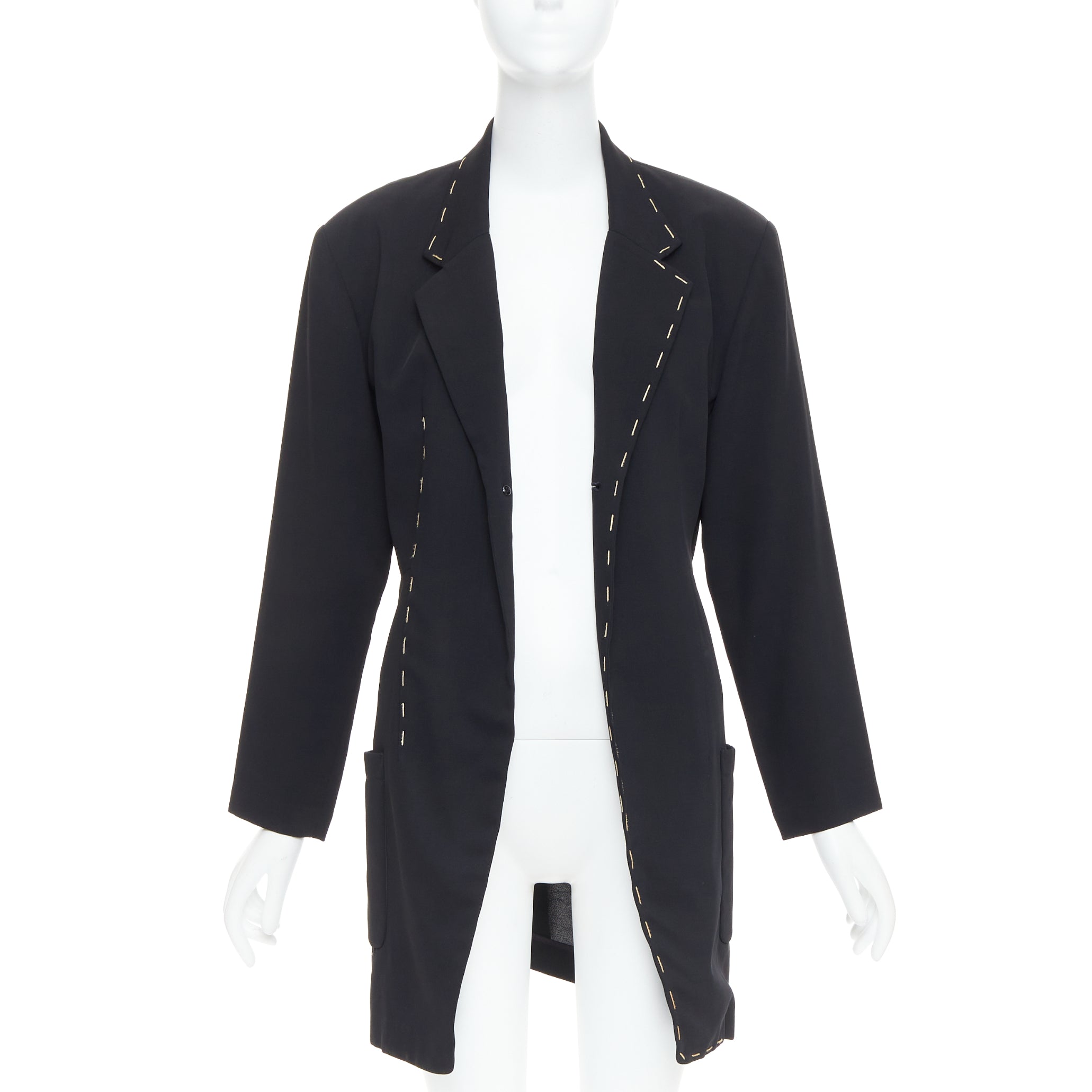 Yohji Yamamoto Black Long Blazer Coat - Image 6