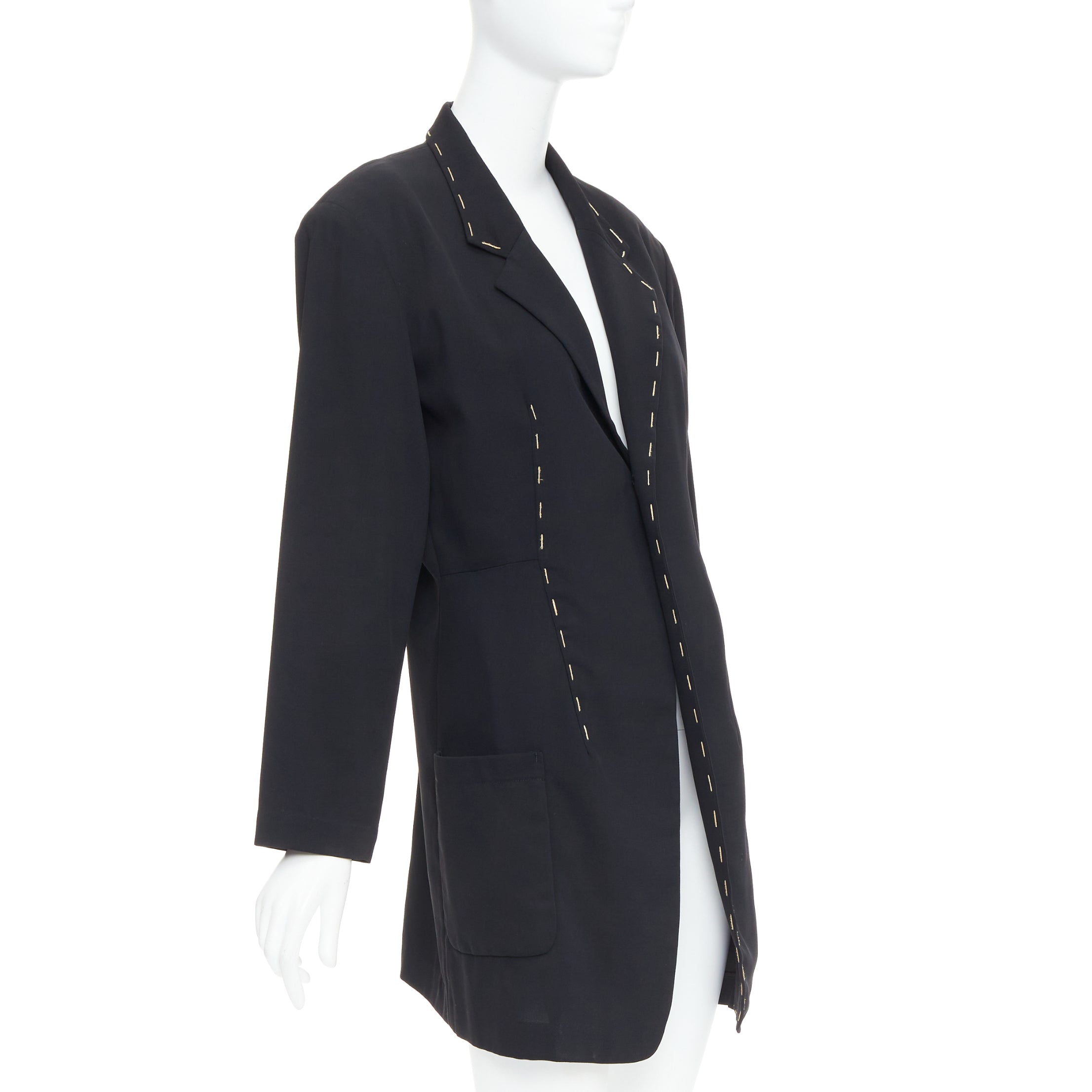Yohji Yamamoto Black Long Blazer Coat - Side view