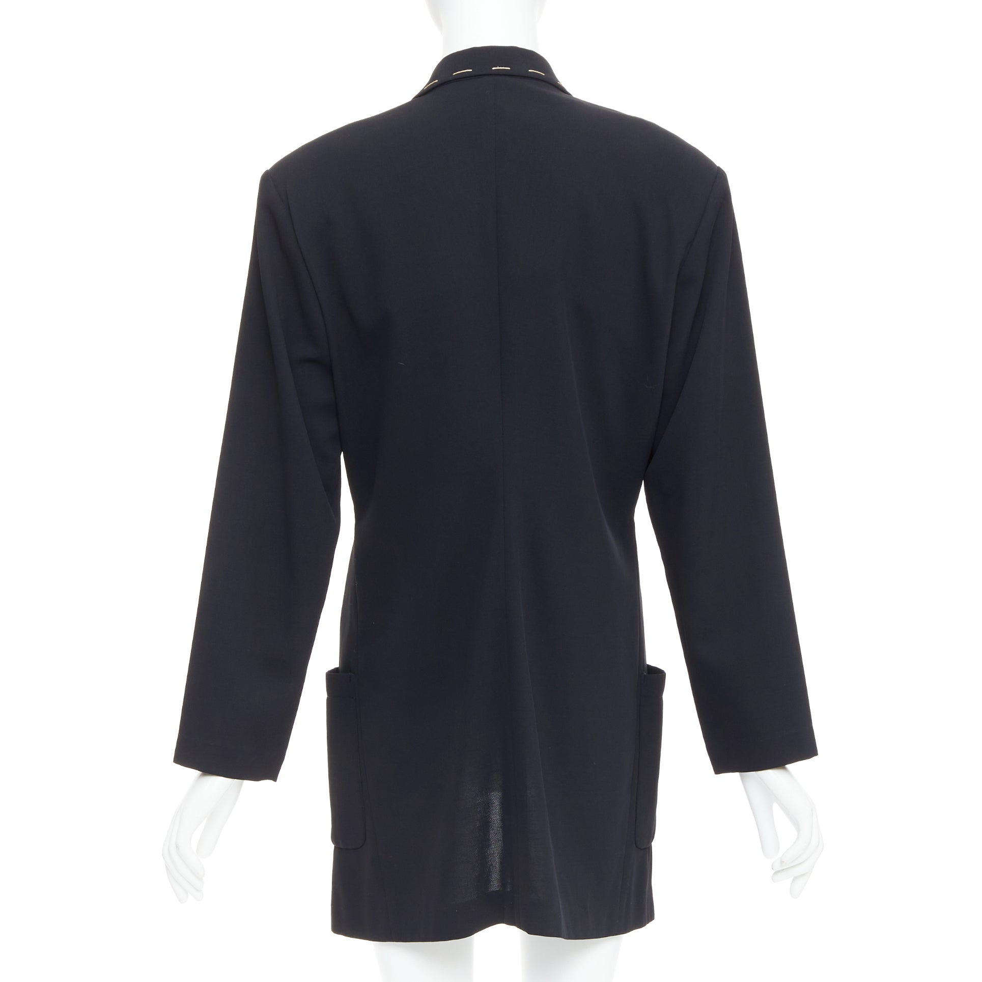 Yohji Yamamoto Black Long Blazer Coat - Detail 1