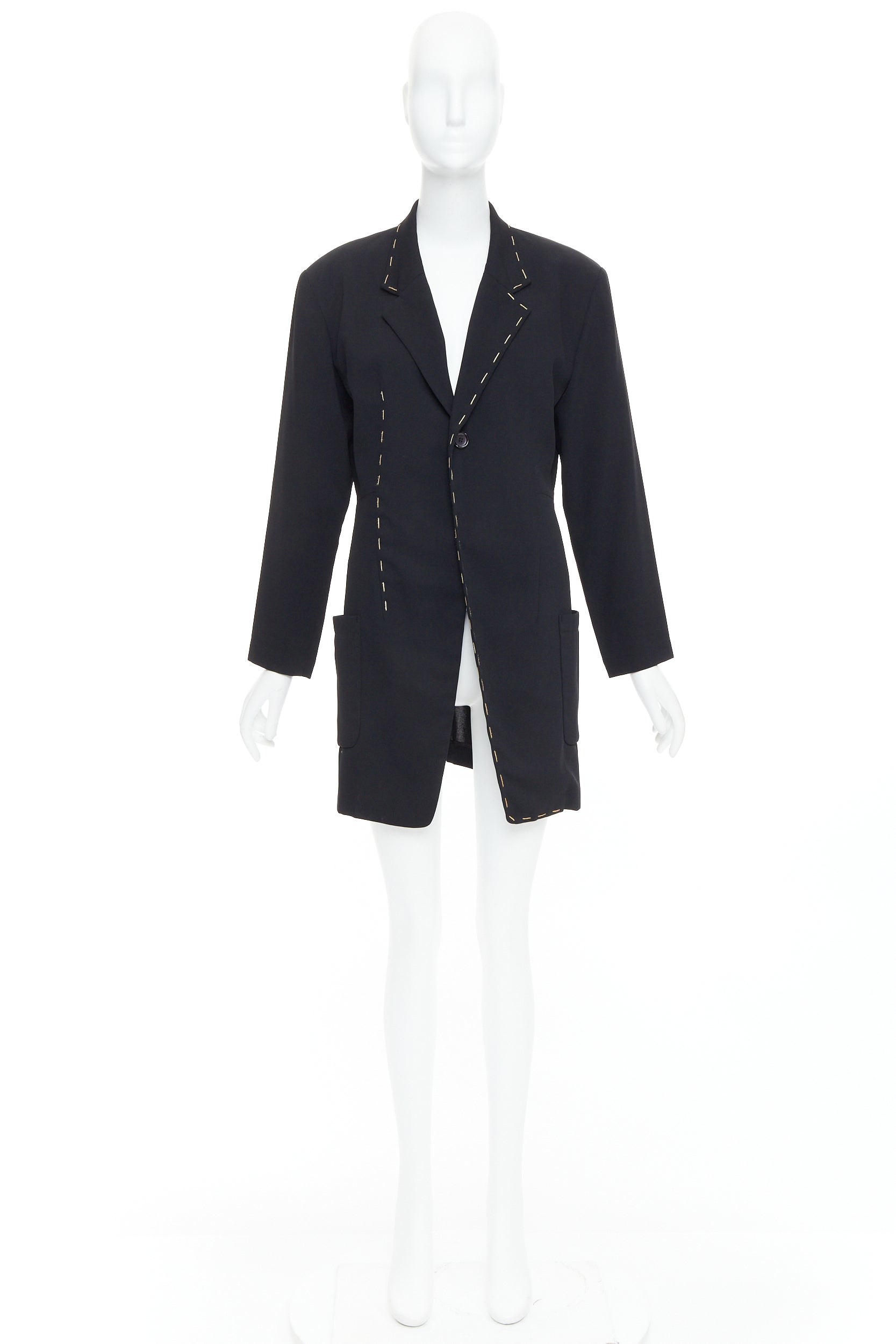 Yohji Yamamoto Black Long Blazer Coat - Image 12