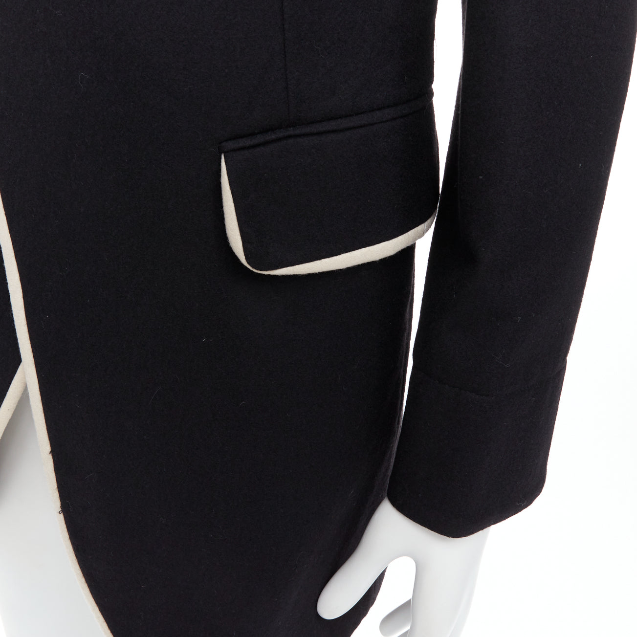 Ann Demeulemeester Black Wool Shawl Coat - Back view