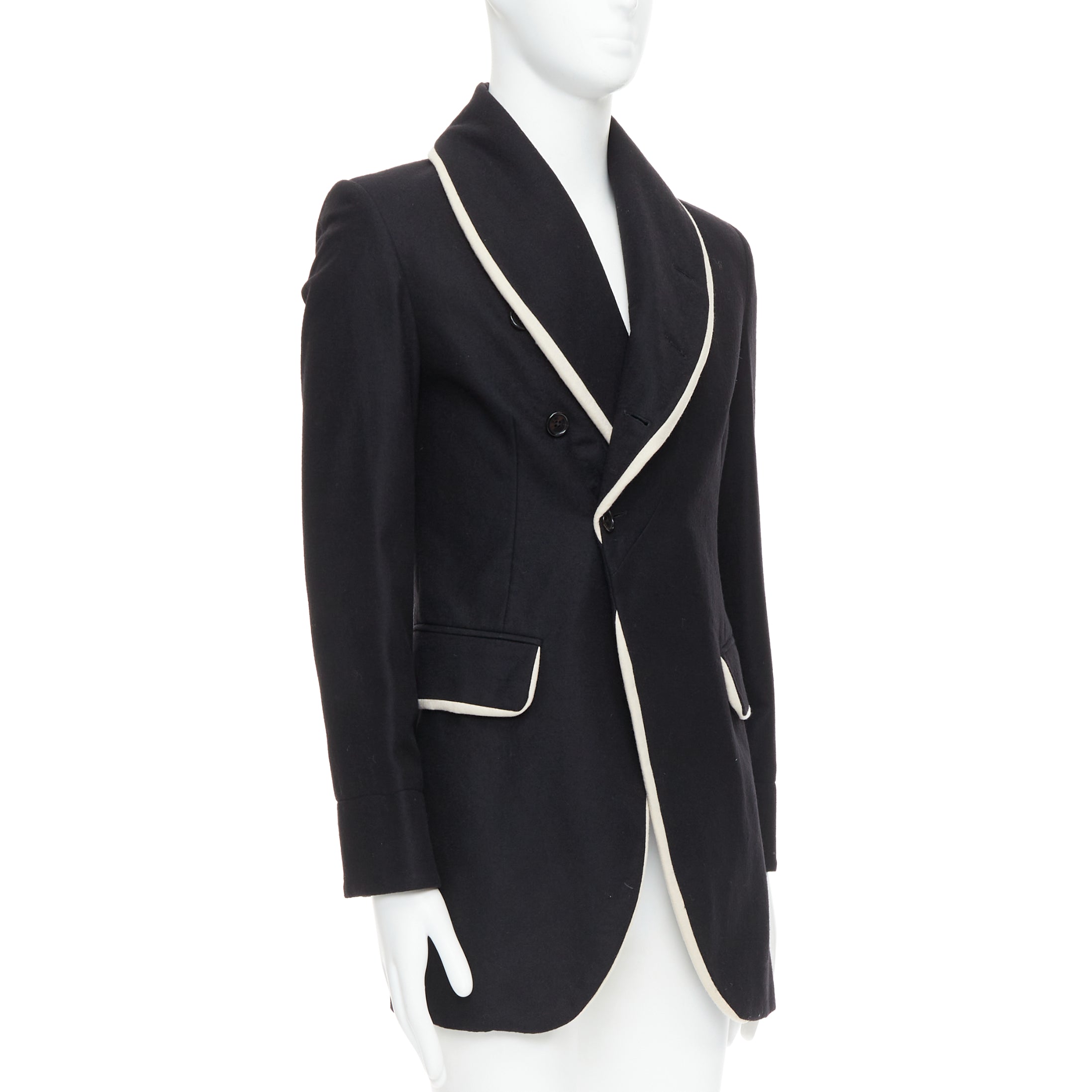 Ann Demeulemeester Black Wool Shawl Coat - Image 6