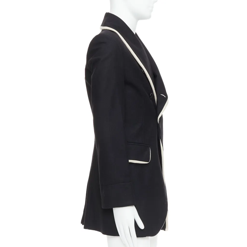 Ann Demeulemeester Black Wool Shawl Coat Black Wool Very good - Model View