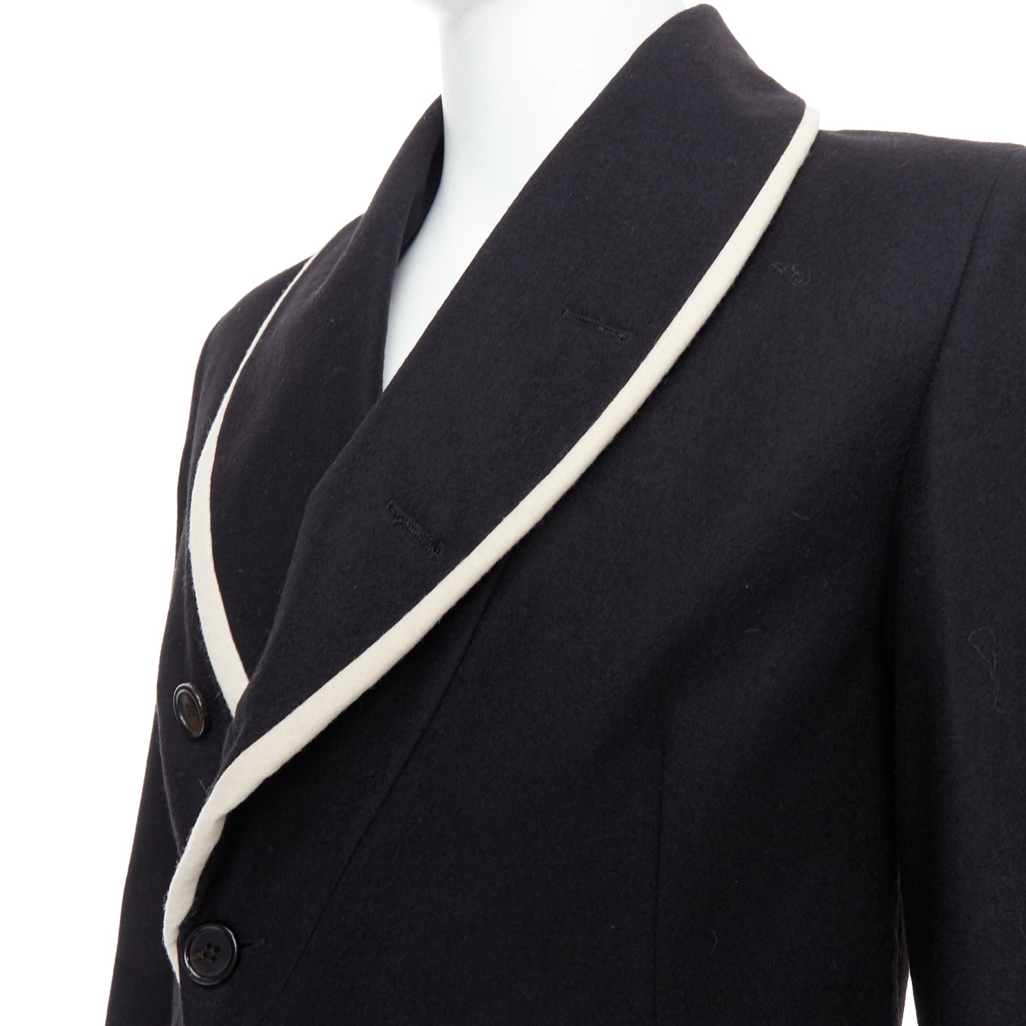 Ann Demeulemeester Black Wool Shawl Coat - Detail 2