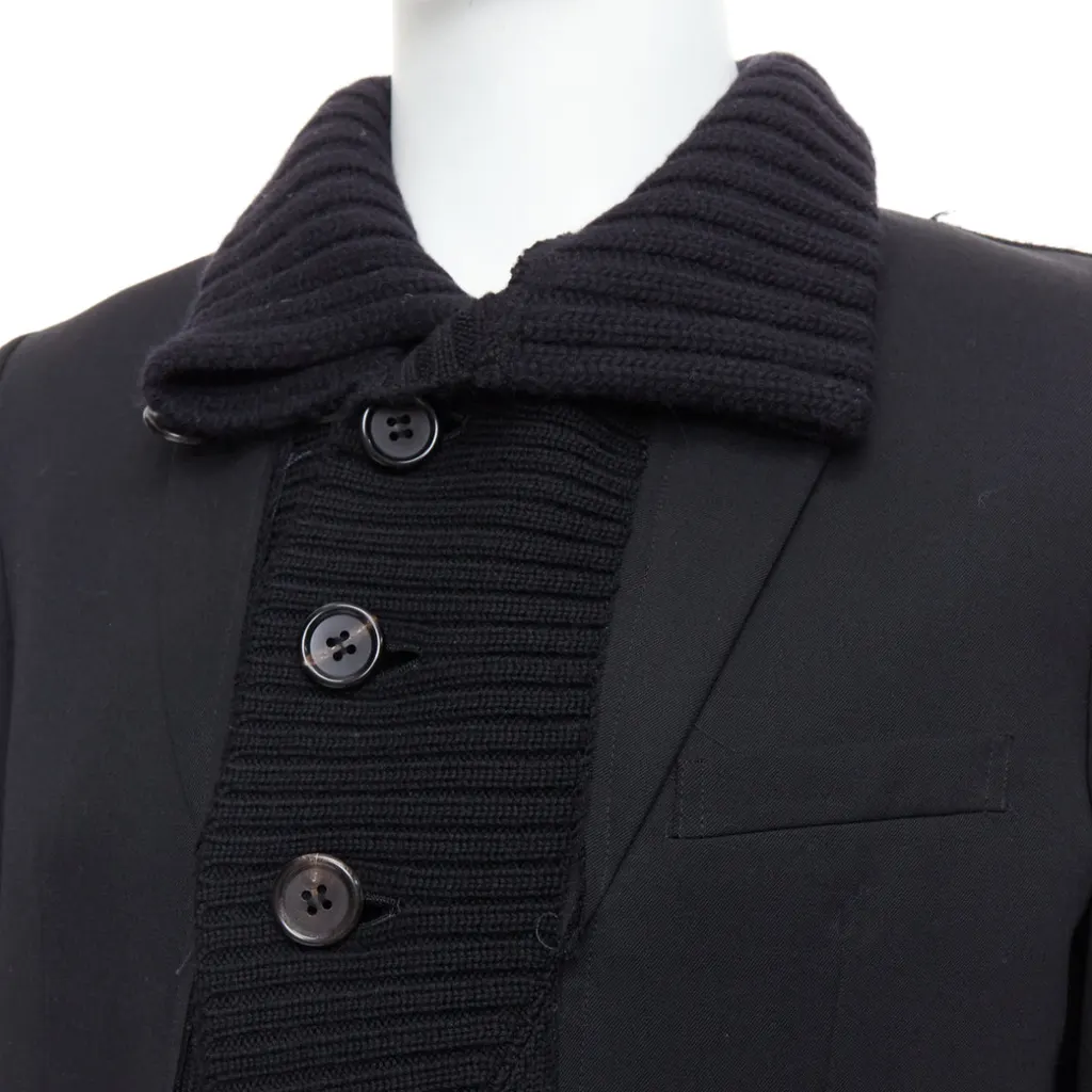 Undercover Black Rib Trim Coat Black Wool Very good - Back View