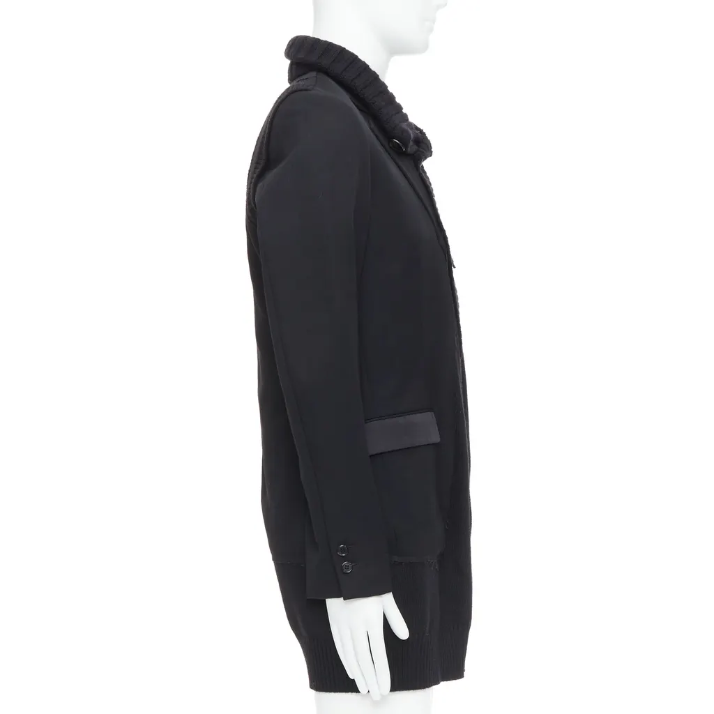 Undercover Black Rib Trim Coat Black Wool Very good - Box View