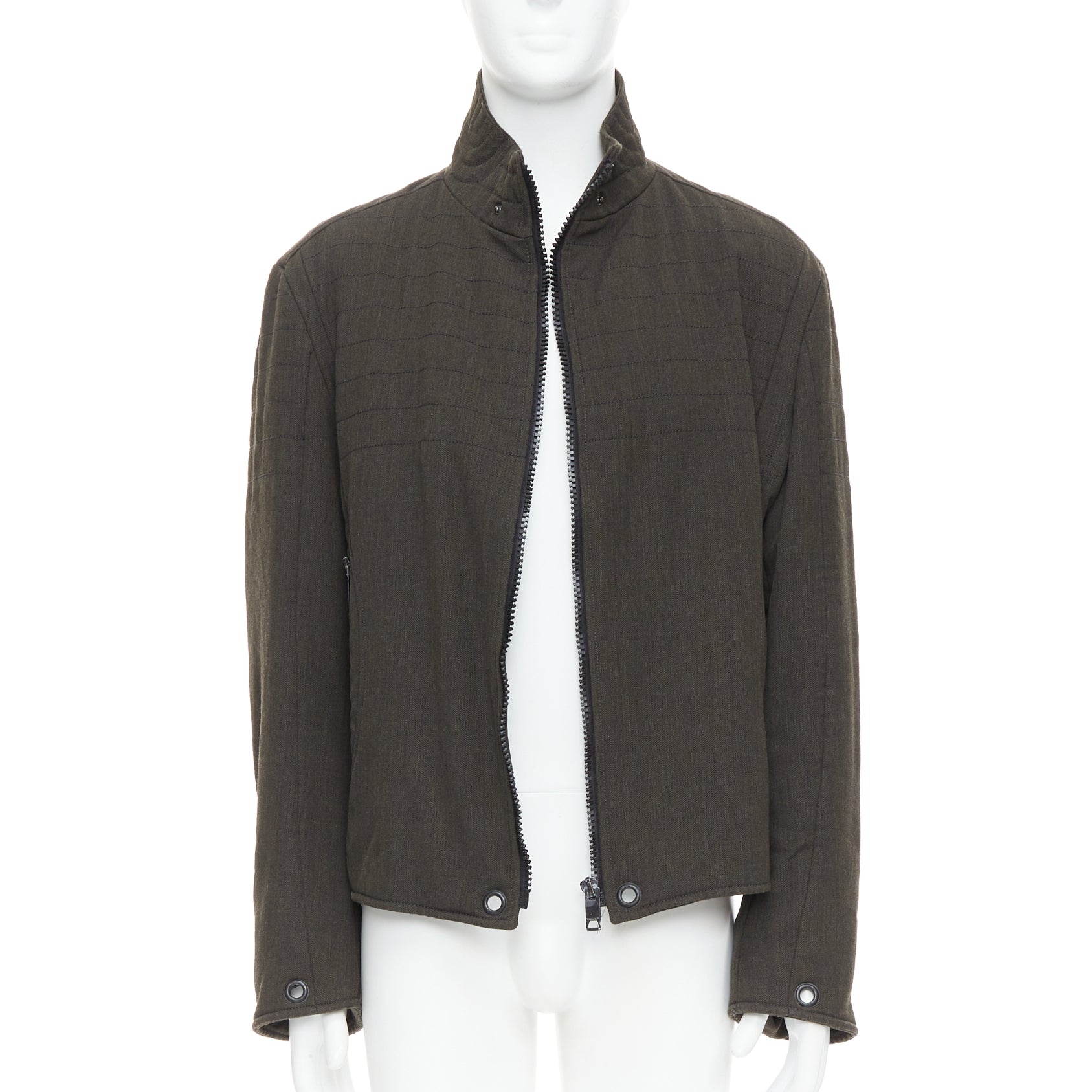Burberry Green Wool Biker Jacket