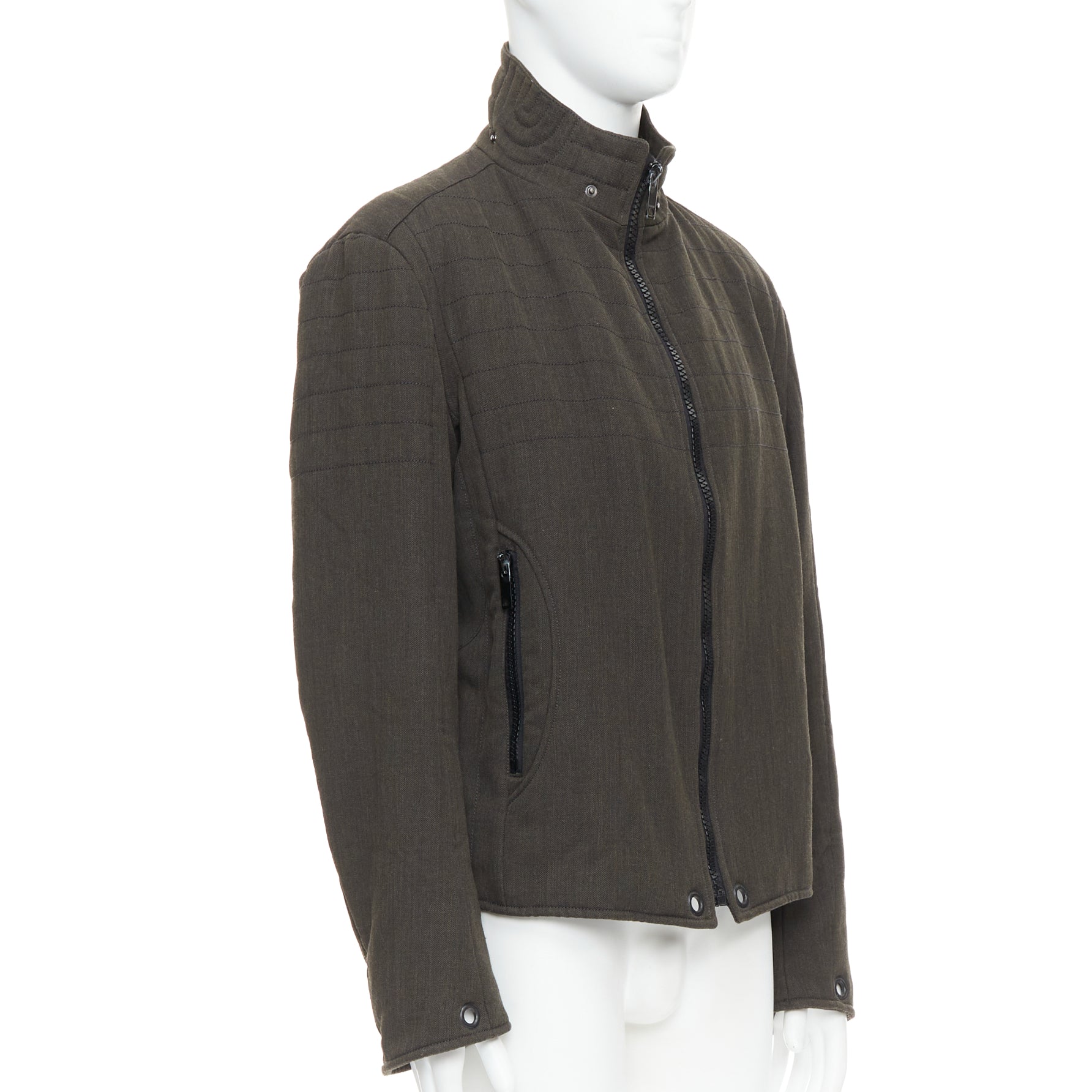 Burberry Green Wool Biker Jacket - 4