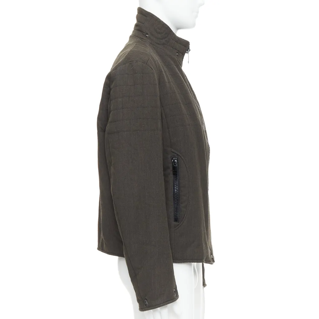 Burberry Green Wool Biker Jacket Khaki Wool Good - Box View