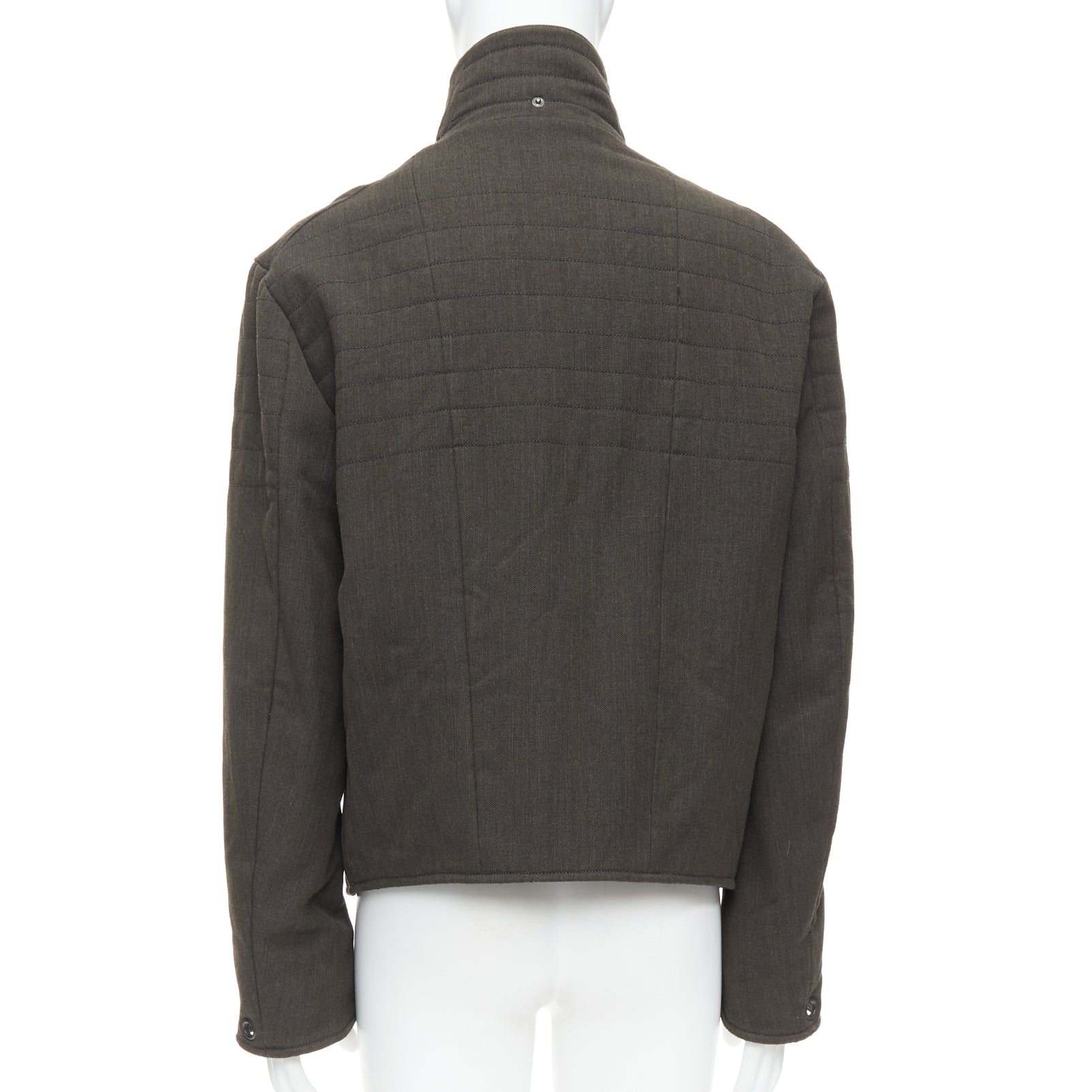 Burberry Green Wool Biker Jacket - Detail 1